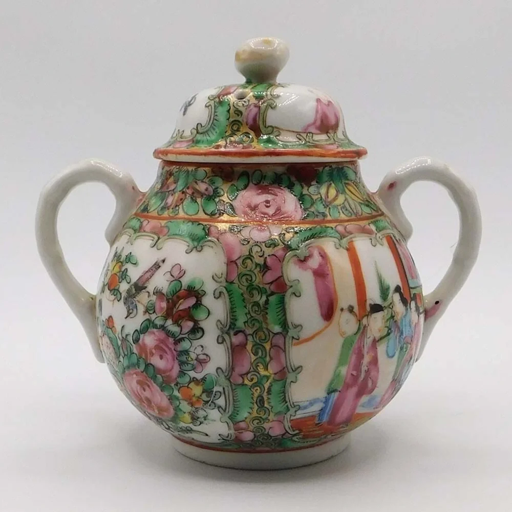 Antique Chinese ExportFamille Rose Medallion Tea Set - Set of 3